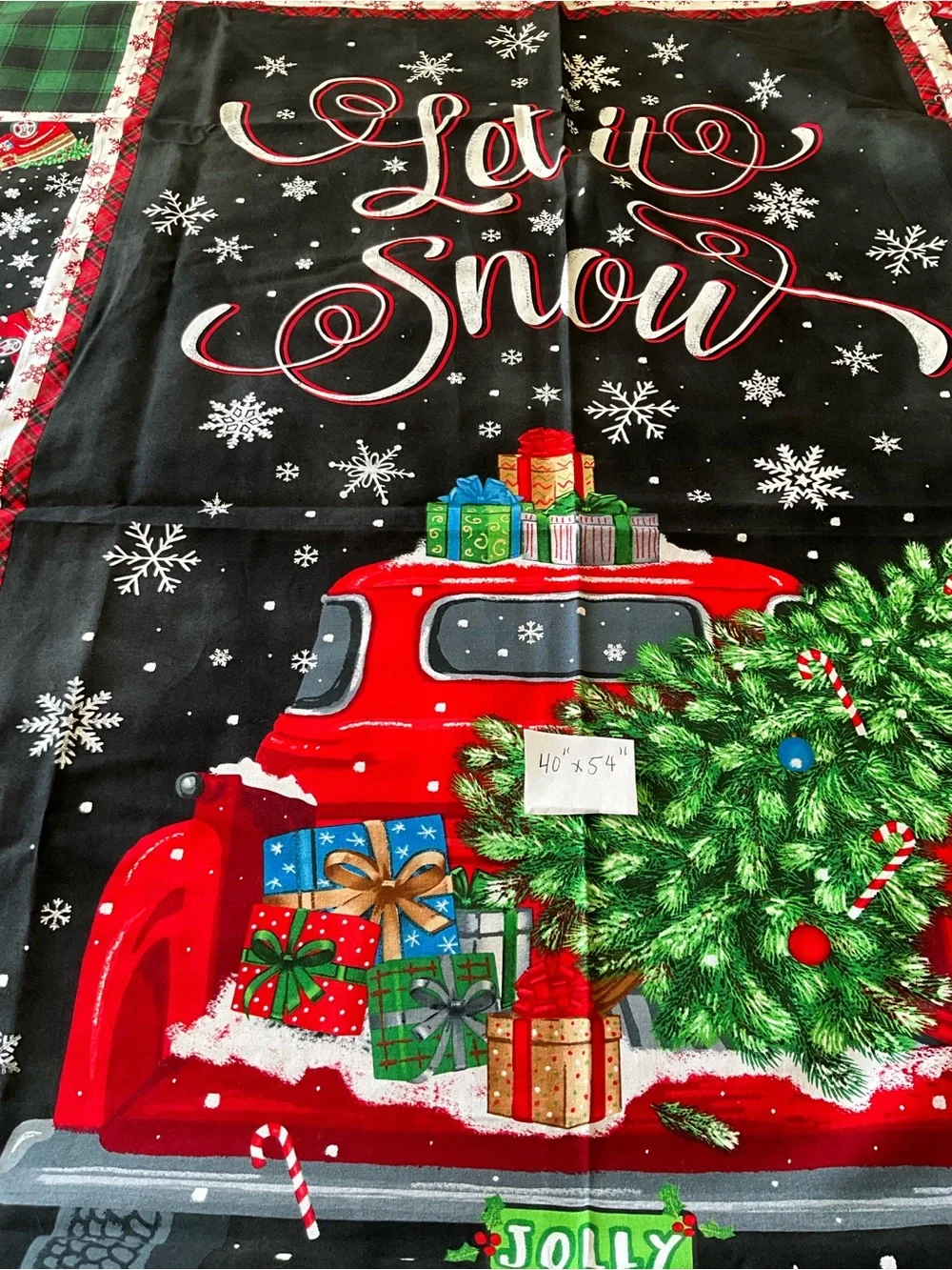 Quilt Topper Unfinished Christmas/Holiday Theme Timeless Treasures “Let It Snow”